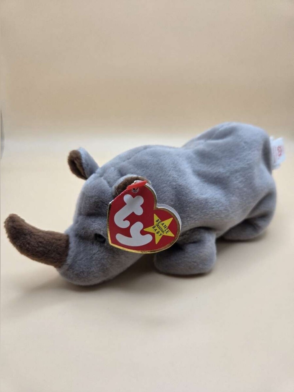 Vintage Ty Beanie Baby - Spike the Rhino (1996) - EUC w/ Original Hang Tag